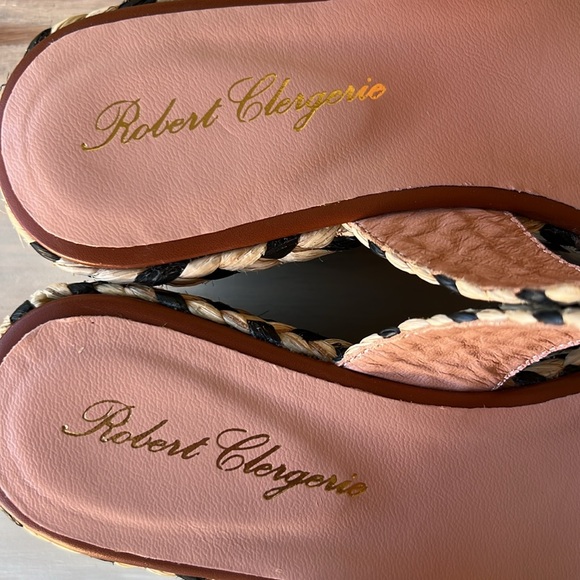 Robert Clergerie Rafia Double Band Platform Slides - Picture 5 of 13